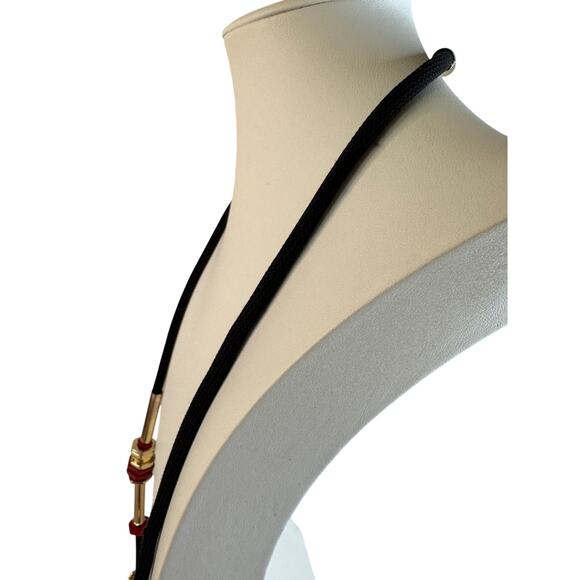 Red, gold and black cord Chico necklace.  38” - Picture 5 of 7